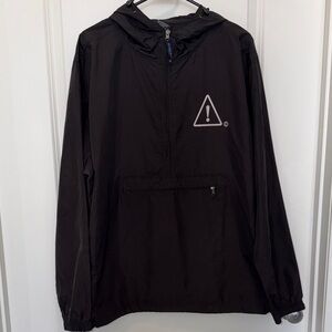 Men’s Black Hooded Windbreaker with Triangle Logo